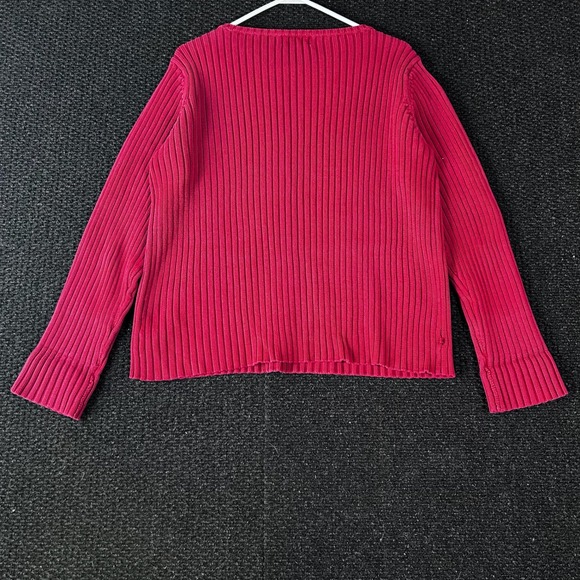 Lauren Ralph Lauren Women Ribbed Knit Boat Neck Long Sleeve Sweater Crimson Red - Picture 4 of 9